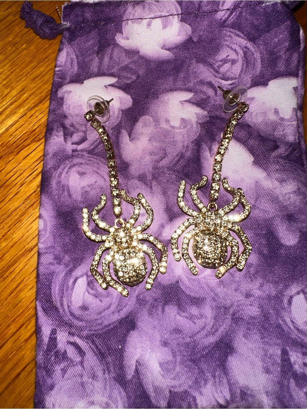 Piper K Halloween Spider Rhinestone Dangle Earrings